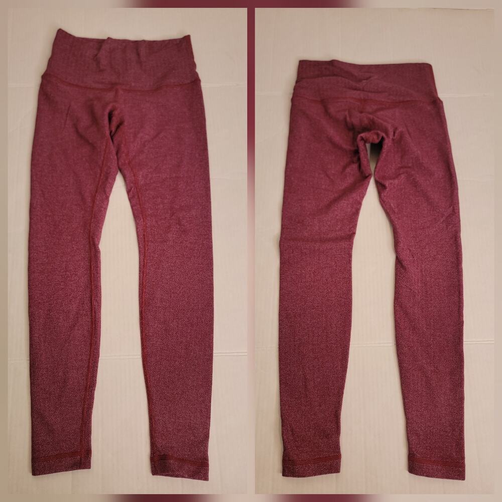 LULULEMON Leggings Womens SZ 8 Tweed High Rise Heather Pink Herringbone
